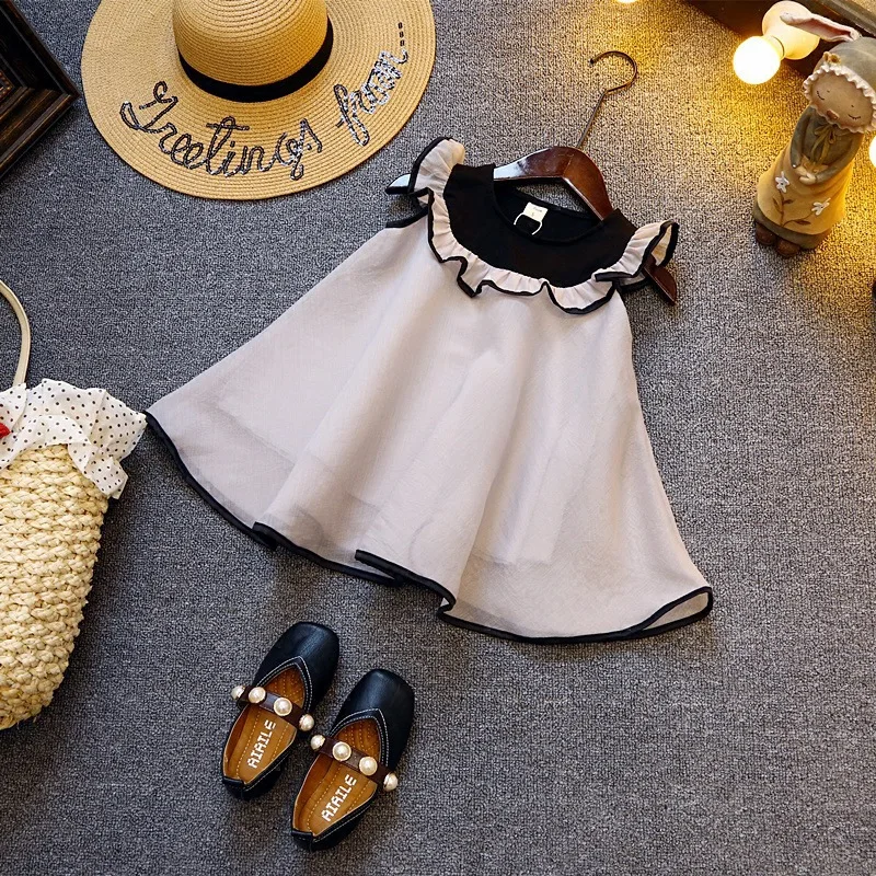 2018 summer new girl's sweet splicing A doll vest dress baby girl princess Flying sleeves butterfly | Детская одежда и обувь