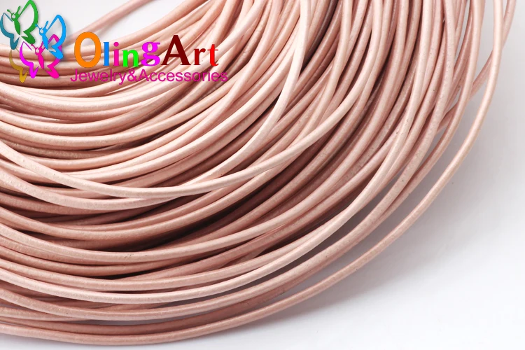 OlingArt 2mm 100Yard/Lot Craft Pearl Color Round Leather Cord Golden Silver DIY necklace Bracelet earrings jewelry making