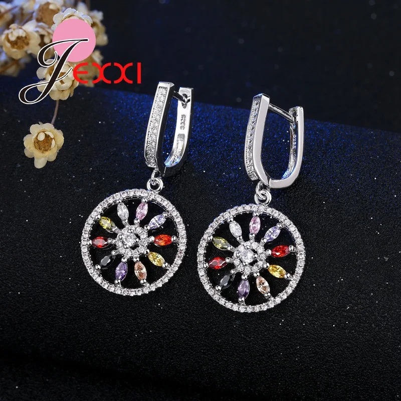 Free Shipping Elegant Woman Jewelry Set Clear Stone 925 Sterling Silver Necklace Earrings Austrian Crystal | Украшения и