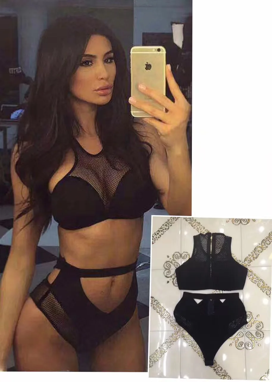 Хит сексуальный комплект боди сетчатый бандажный купальник женский пляжный