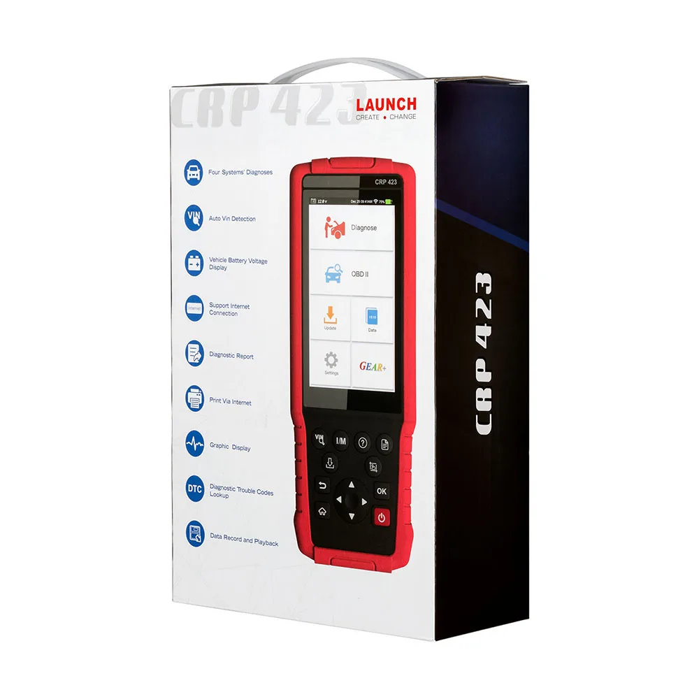 Запуск CRP423 X431 OBD2 автоматический считыватель кодов Сканер Поддержка двигателя/ABS/подушки безопасности/AT OBD 2 CRP 423 обновление диагностический инструмент CRP123