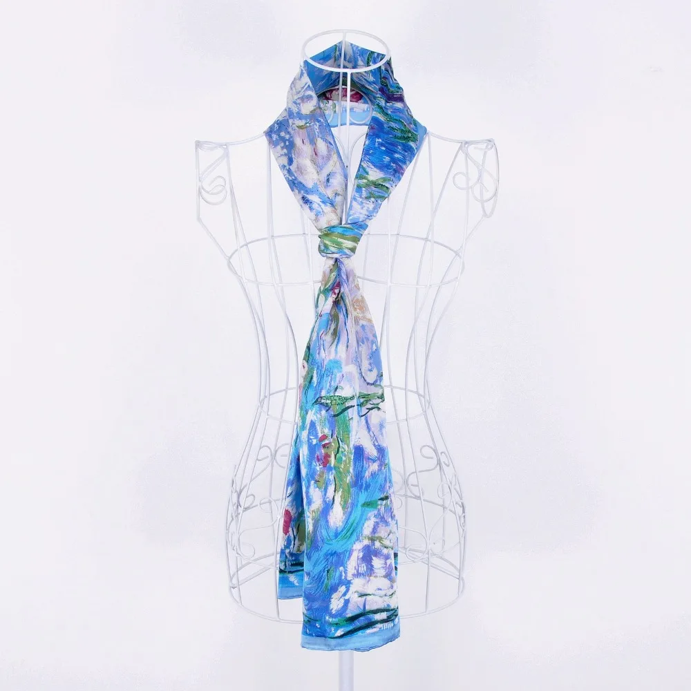 Роскошный атласный Шелковый шарф бренда Aishidis 100% шаль палантин с рисунком