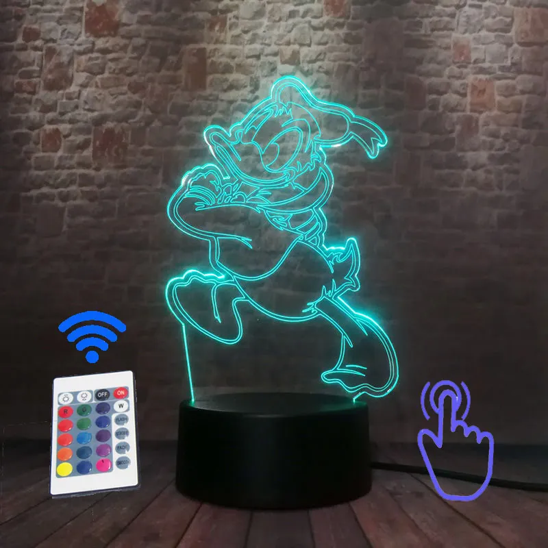 Remoter and Touch Световой с принтом Микки Маус для детей, Brinquedo 3D Иллюзия светодиодный ночной Светильник Красочные мигающий светильник Микки Мышь аниме Рисунок Игрушки - Цвет: Remoter and Touch