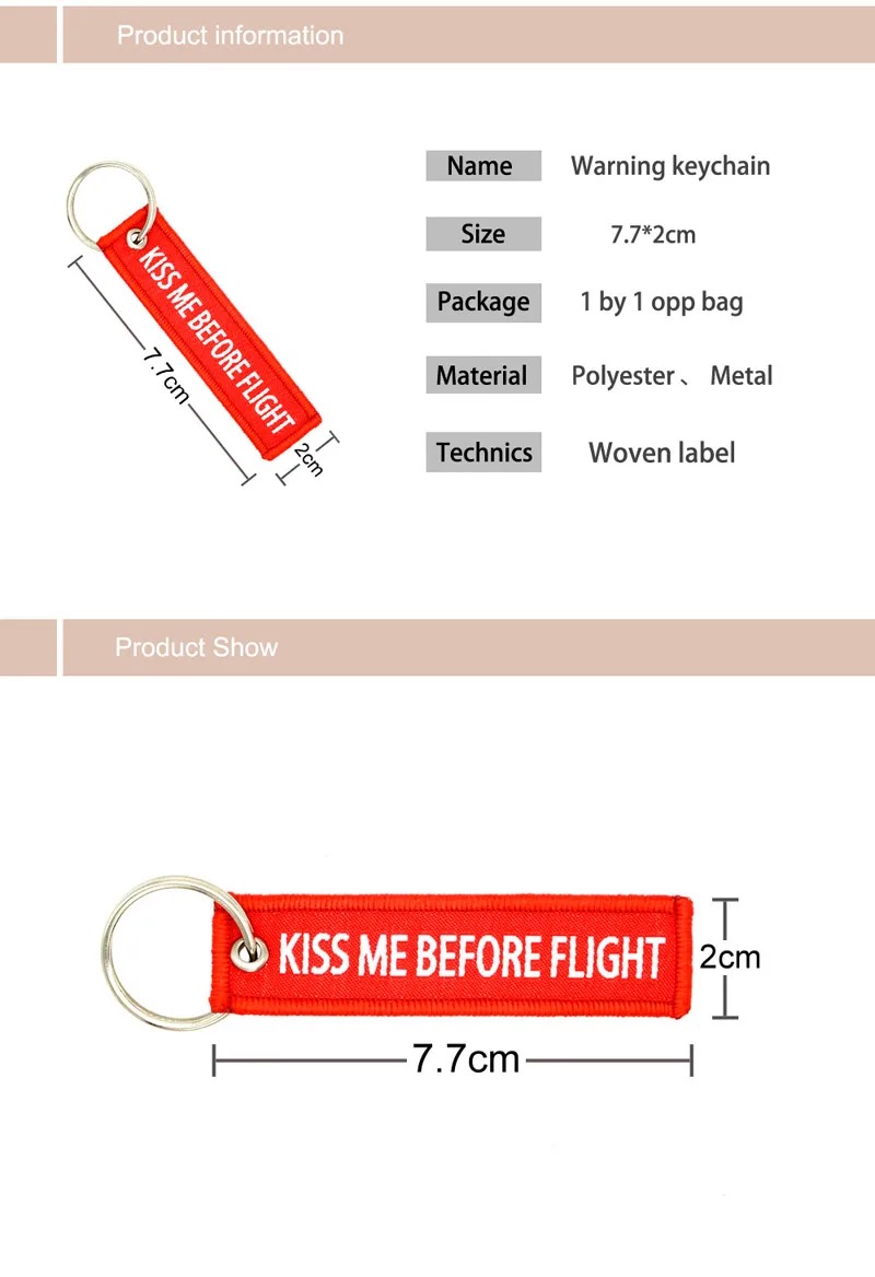 20 штук size7.7* 2 см, брелки для ключей, подарок, аваиция «KISS ME»(«Поцелуй меня перед полетом Предупреждение кулон дуплекс тканые этикетки автомобильный брелок для ключей