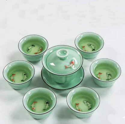 20 Чайный набор TANGPIN longquan celadon с рыбками, керамический чайник, керамическая чайная чашка, китайский чайный набор кунг-фу, посуда для напитков - Цвет: 20