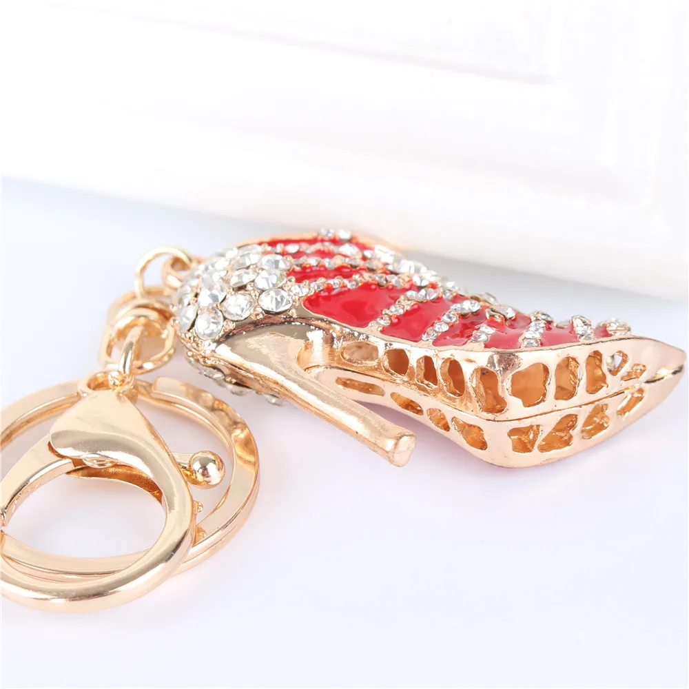 Подвеска стразы на высоком каблуке с кристаллами красного цвета|lovers gift|key chain