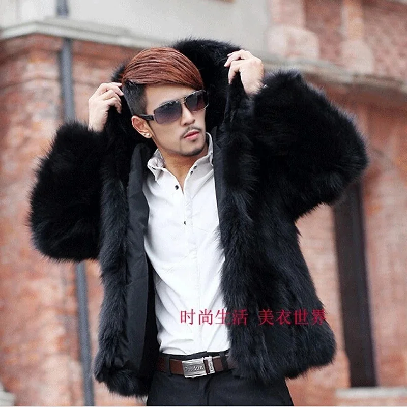 

Fashion Winter Men's Plush Fox Fur Coat Mink Fur Jackets Hooded Parka Coats Winter Casual Plue Size XXXL 4XL Men Faux Fur Coat