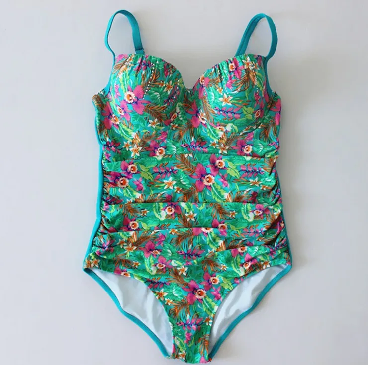 Цветочный купальник больших размеров Женский пуш ап Мягкий купальный костюм
