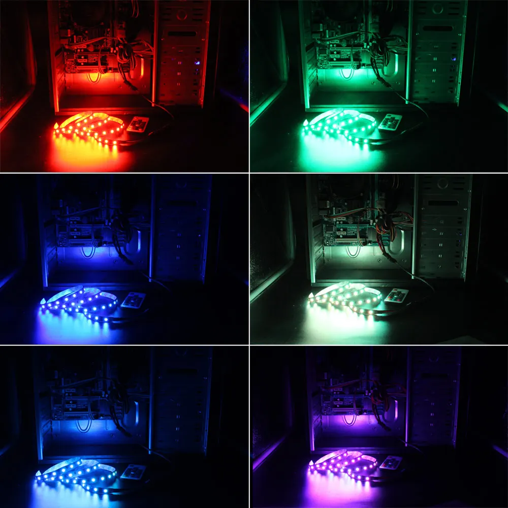 Светодиодная лента чехол для компьютера 12 в RGB Tira 1 м 2 м SMD 5050 RF беспроводной пульт дистанционного управления большой 4Pin интерфейс PC чехол Светодиодная лента e лента ленточный светильник