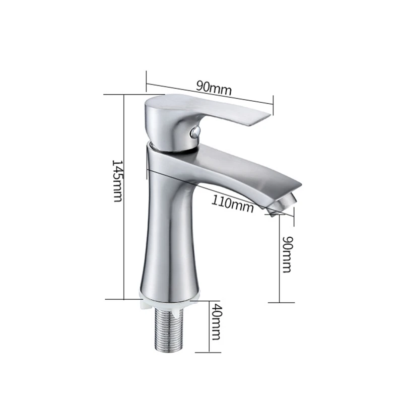 

304 Stainless Steel Bathroom Basin Faucet Basin Sink Mixer Tap Deck Mounted Single Cold Brushed Bathroom Faucets
