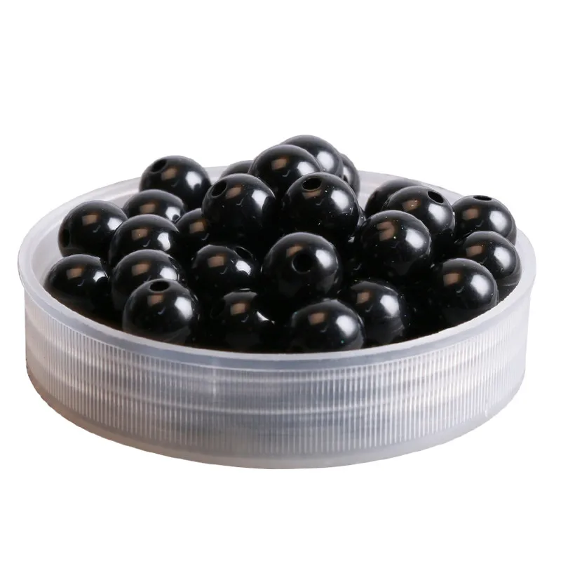 

150pcs/1 set DIY jewelry making Round Brilliant Acrylic Plastic Beads 10mm Diameter Black Color In A Box