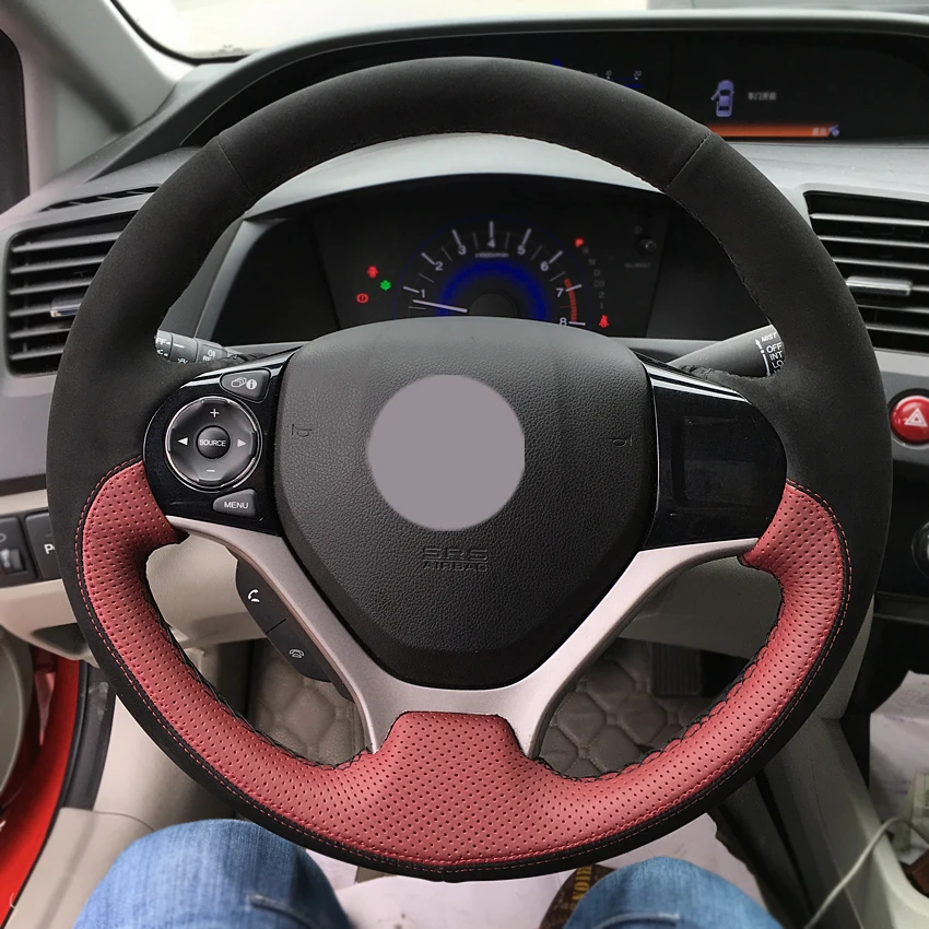 Черная замша винно-красная кожа искусственная для Honda Civic 9 2012-2015 | Автомобили и