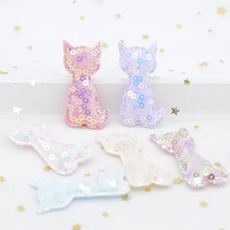 12 шт. 32*42 мм блестящие аппликации Kawaii Cat Мягкие для DIY детские заколки волос