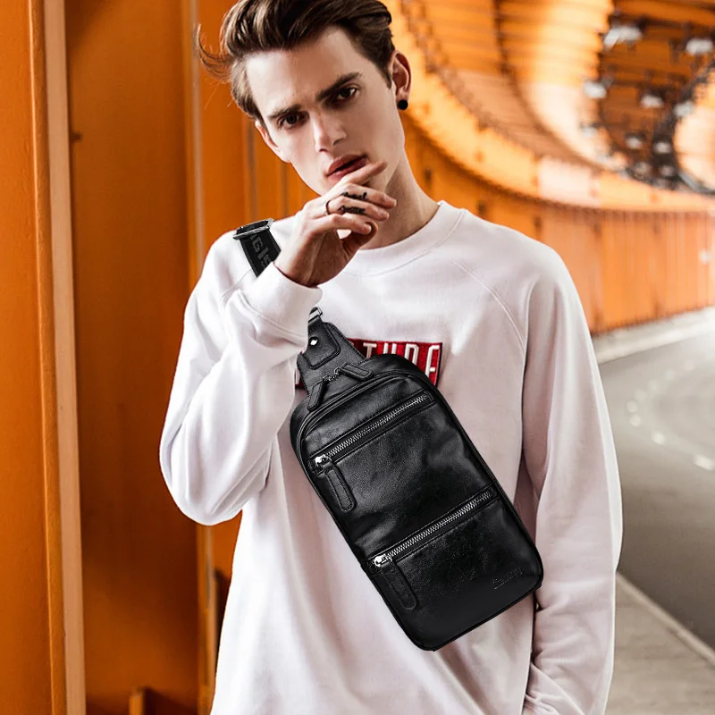 Мужская сумка мессенджер LIELANG кожаная многофункциональная на плечо 2019|Поясные