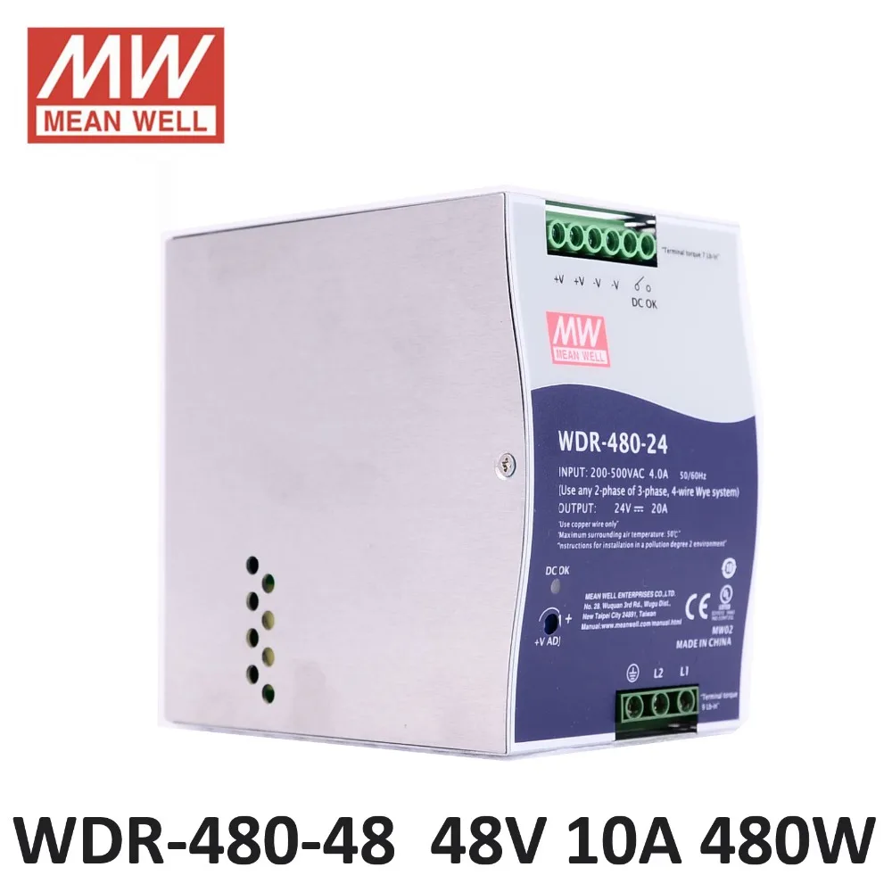 Фото Оригинальный MEAN WELL WDR-480-48 SMPS PFC Функция 480 Вт 10A 48 В Промышленный источник питания Оригинальный MEAN WELL WDR-480-48 SMPS PFC Функция 480 Вт 10A 48 В Промышленный источник питания
