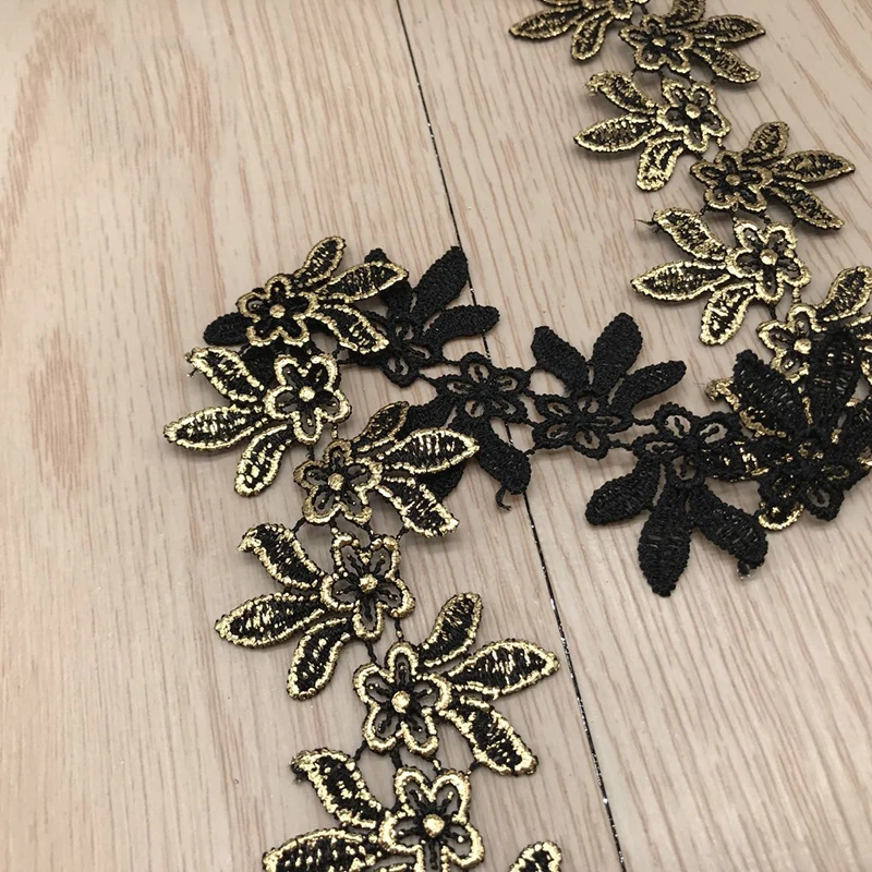 GXINUG 1 Yard 3.5CM Gold Victorian Antique Metallic Embroidered Flowers Lace Trim Wedding Vintage DIY Sewing Crafts | Дом и сад