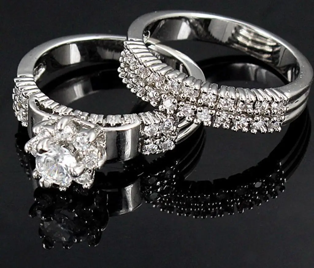 Size 5-11 Silver Plated Engagement Ring Wedding Cubic Zirconia Fashion | Украшения и аксессуары