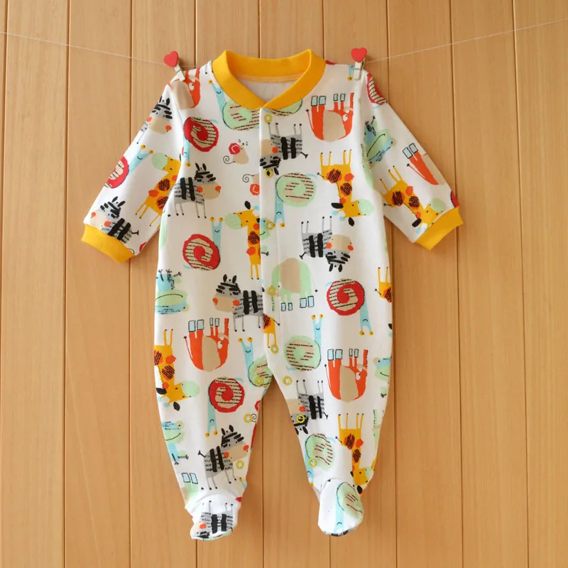 Новые весенние и осенние комбинезоны для малышей из хлопка с длинным рукавом и одной штукой.