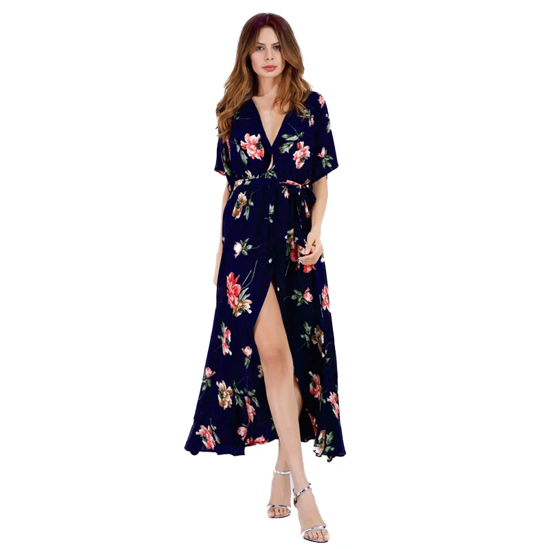 2018 цветочные платья длинные женские летние богемные с поясом цветные Новые