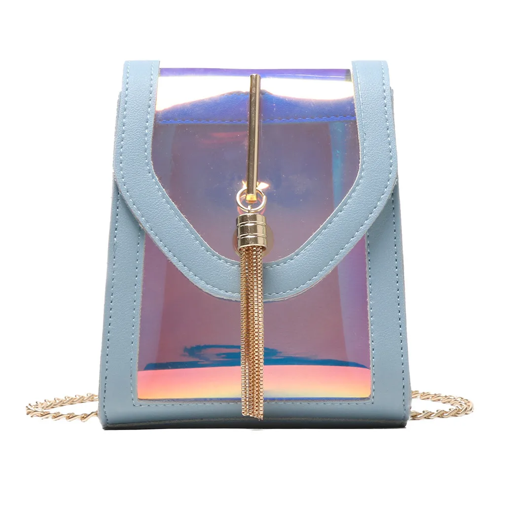 2019 New Women sac transparent femme Fashion ladies bag Contrast Color Diagonal Tassel Shoulder Bag Chain beach bags#CA35 | Багаж и сумки