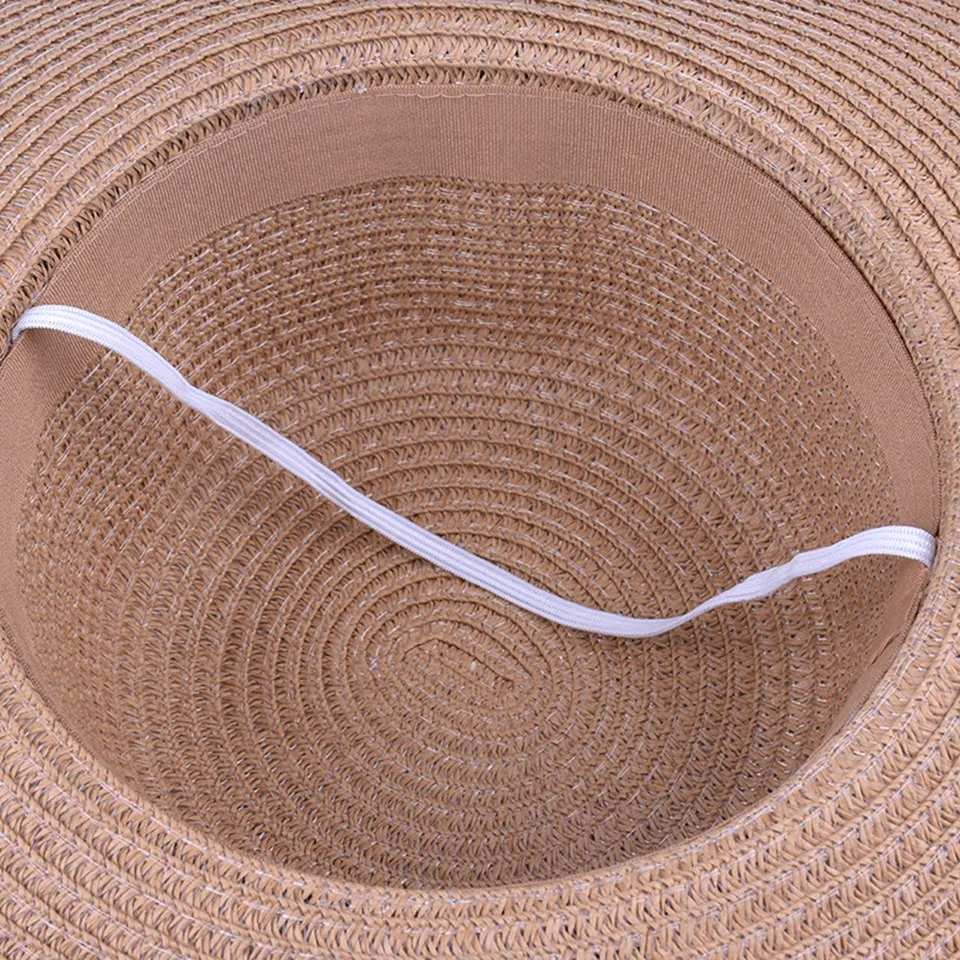 Kyncilor солнцезащитные кепки 2019 женские Плетеный соломенный головной убор плоский топ черная лента волна