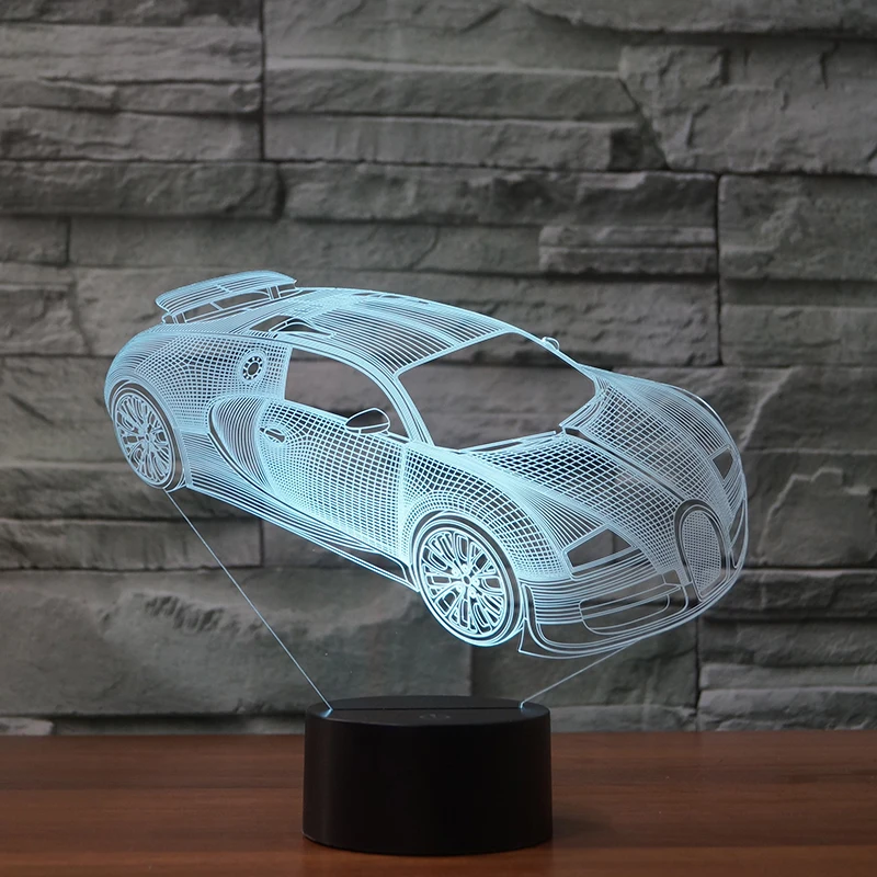 3D Оптическая иллюзия ночник 7 цветов LED лампа Bugatti Veyron для детей и взрослых