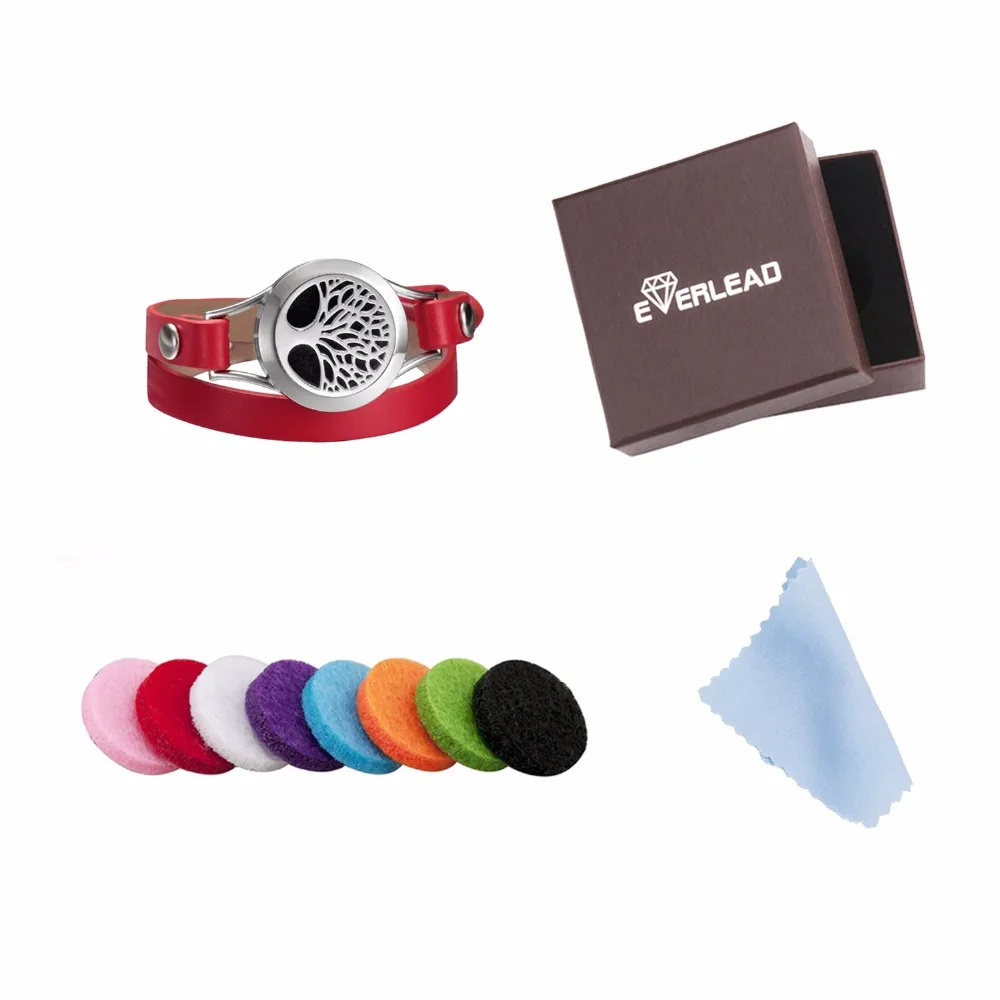 EVERLEAD двойной обертывание кожаные красные браслеты для женщин ароматерапия