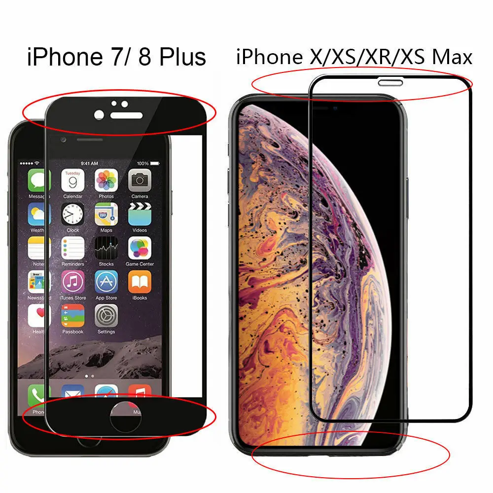 30D защитное стекло на iPhone X XS Max XR закаленное с закругленными краями полное