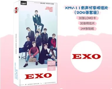 EXO 204 шт./упак. KPOP Blackpink GOT7 икон дважды Почтовые открытки ЛОМО карты Альбом дневник Справочник украшения Стикеры принадлежности канцелярский подарок - Цвет: EXO