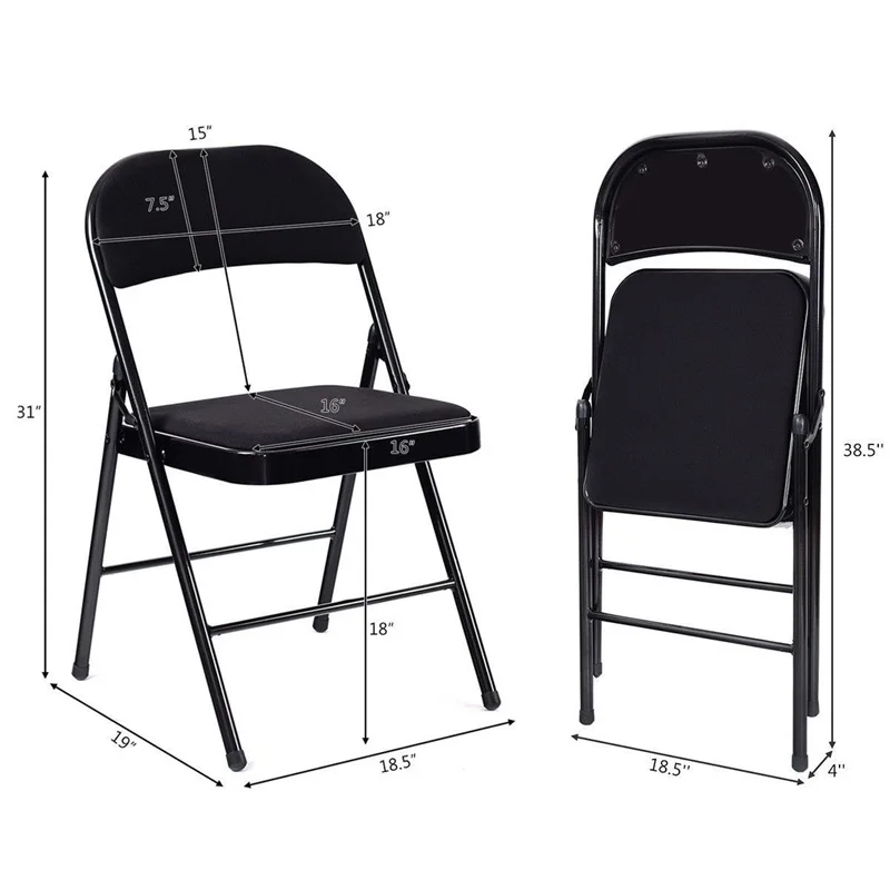 Набор из 4 тканевых мягких сидений с металлическим каркасом складные стулья