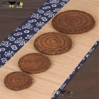 hand knitting natural palm silk wood coasters table cup mat kitchen mat pad for bar cocktail barware