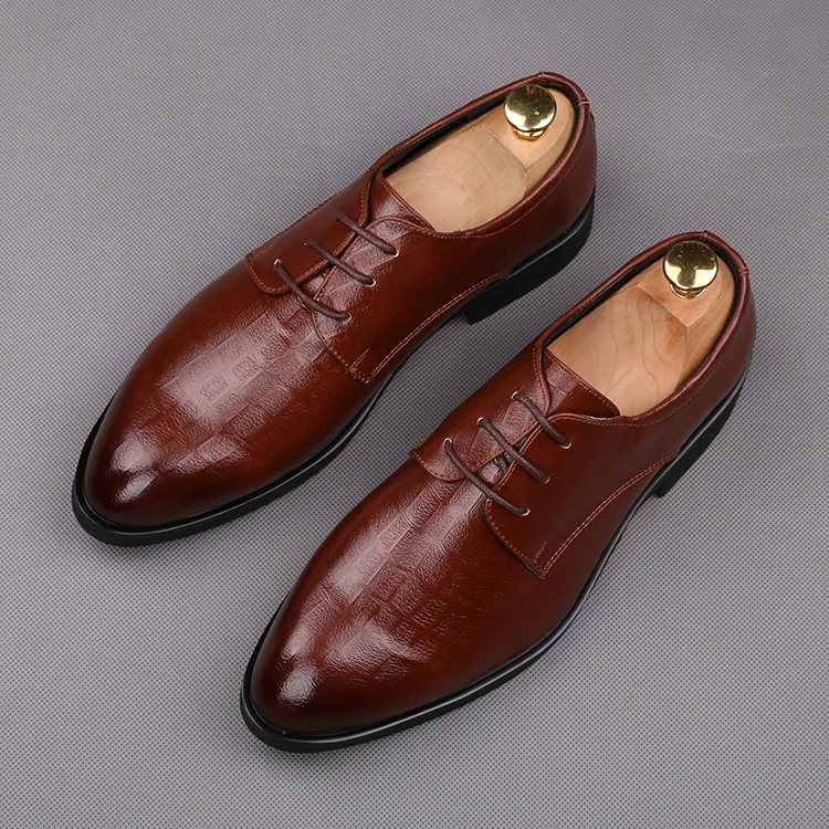Классический дизайн свадебные туфли в итальянском стиле для мужчин на шнуровке