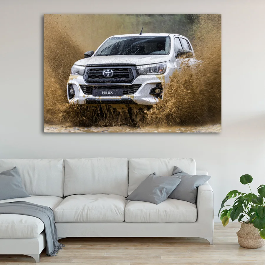 Автомобиль пикап Тойота Hilux автомобиля белый автомобиль Wall Art постер Холст