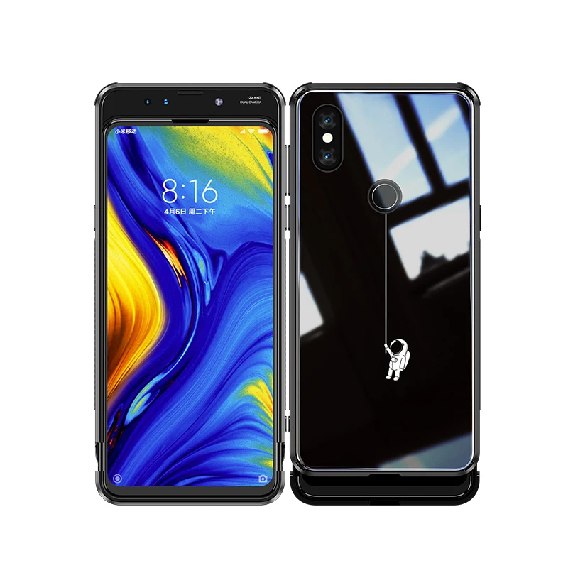 taikongren Скользящий стеклянный окрашенный чехол s для xiaomi mi x 3 Чехол Vpower закаленное противоударный чехол для телефона для xiaomi mi x3 mi x 3 Роскошный чехол - Цвет: taikongren