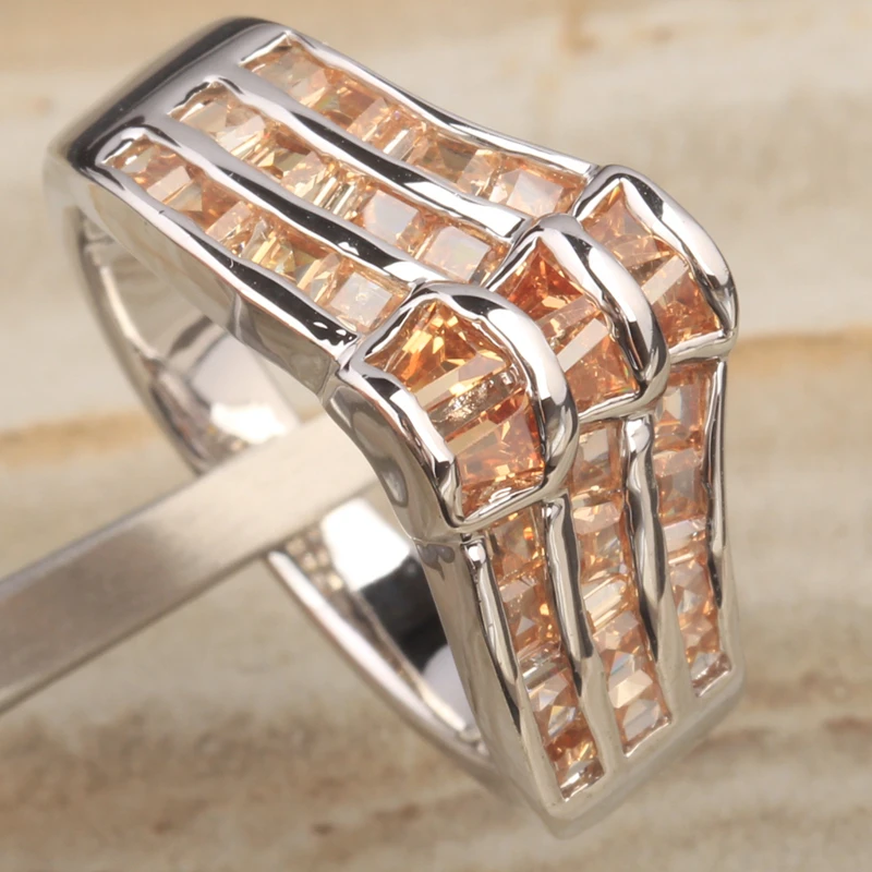 Превосходное оранжевый Шампанское Morganite Кубического Циркония Камни наложения 925