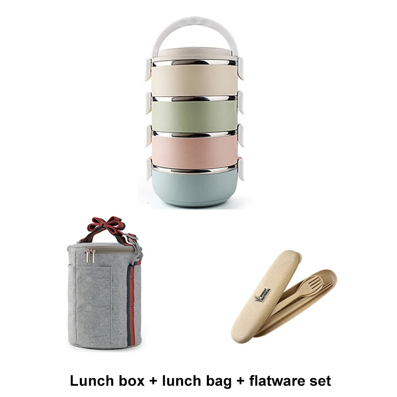 4 Tier lunch set Hommat, переносные коробки для ланча из нержавеющей стали, японская коробка для бэнто, градиентный цвет, термо контейнеры для еды, Детская сумка для ланча для пикника - Цвет: 4 Tier lunch set