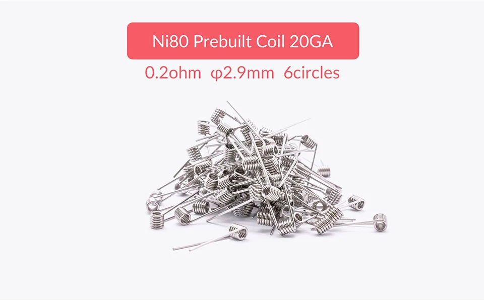 Ni80 20GA 100pcs Volcanee 100 шт./упак. A1 SS316 Ni80 катушки провода свертываясь спиралью готовые катушки сопротивления, 22, 24, 26 28 30GA нагревательная катушка проволоки для Vape электронная сигарета - Цвет: Ni80 20GA 100pcs