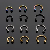 new sale 2 pcs stainless steel nostril nose ring lip rings earrings sircular piercing ball horseshoe hoop ring body jewelry