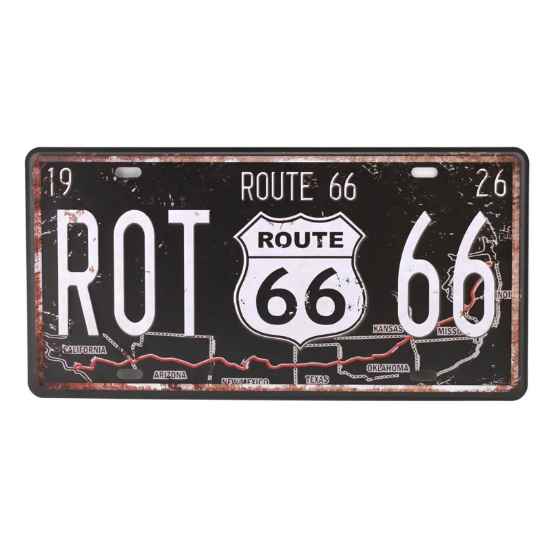 Бар клуб стены гаража США Винтаж Металл Олово Знаки Route 66 номер автомобиля номерной знак табличка Плакат Украшение дома 15X30 см C10