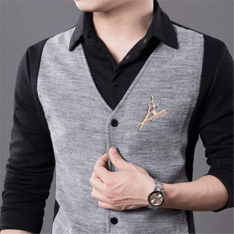 Linnor счастливый парикмахер-стилист Ножницы Броши Булавки стилист волос гребень DIY