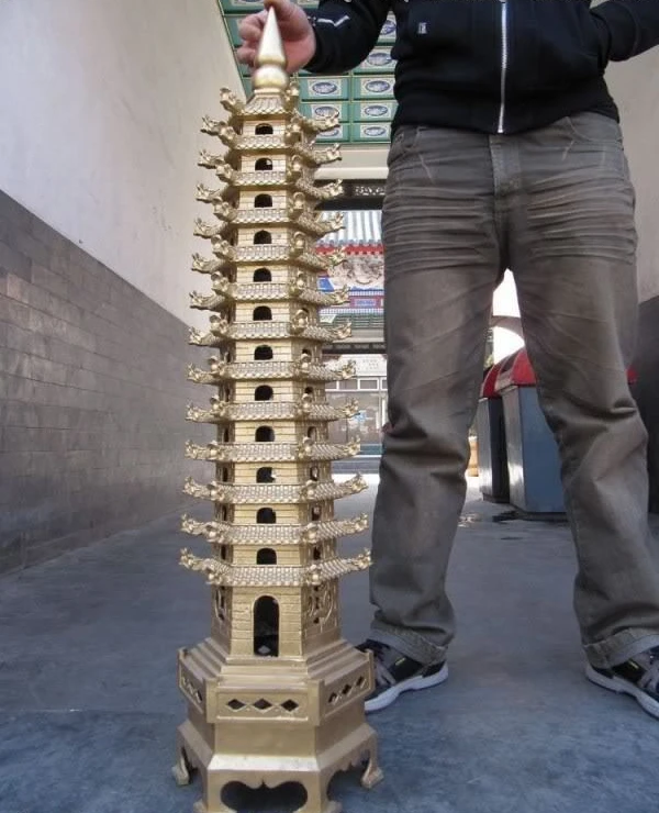 

Tibet Buddhism Temple Huge Brass Copper Dragons Buddha stupa pagoda 90cm