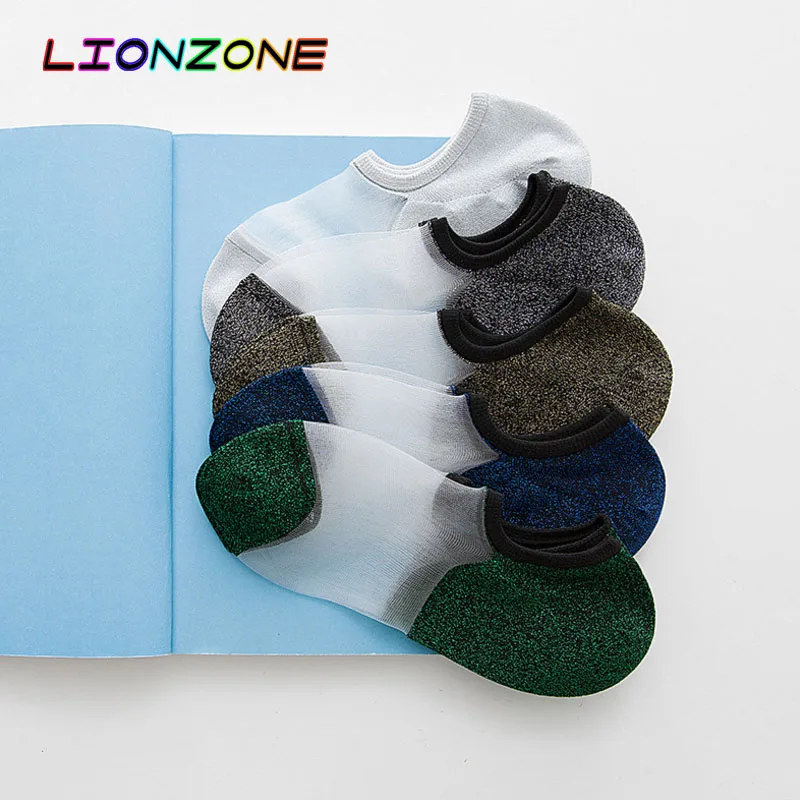 LIONZONE 5 пар/лот яркие шелковые носки из стекловолокна кавайные корейские модные
