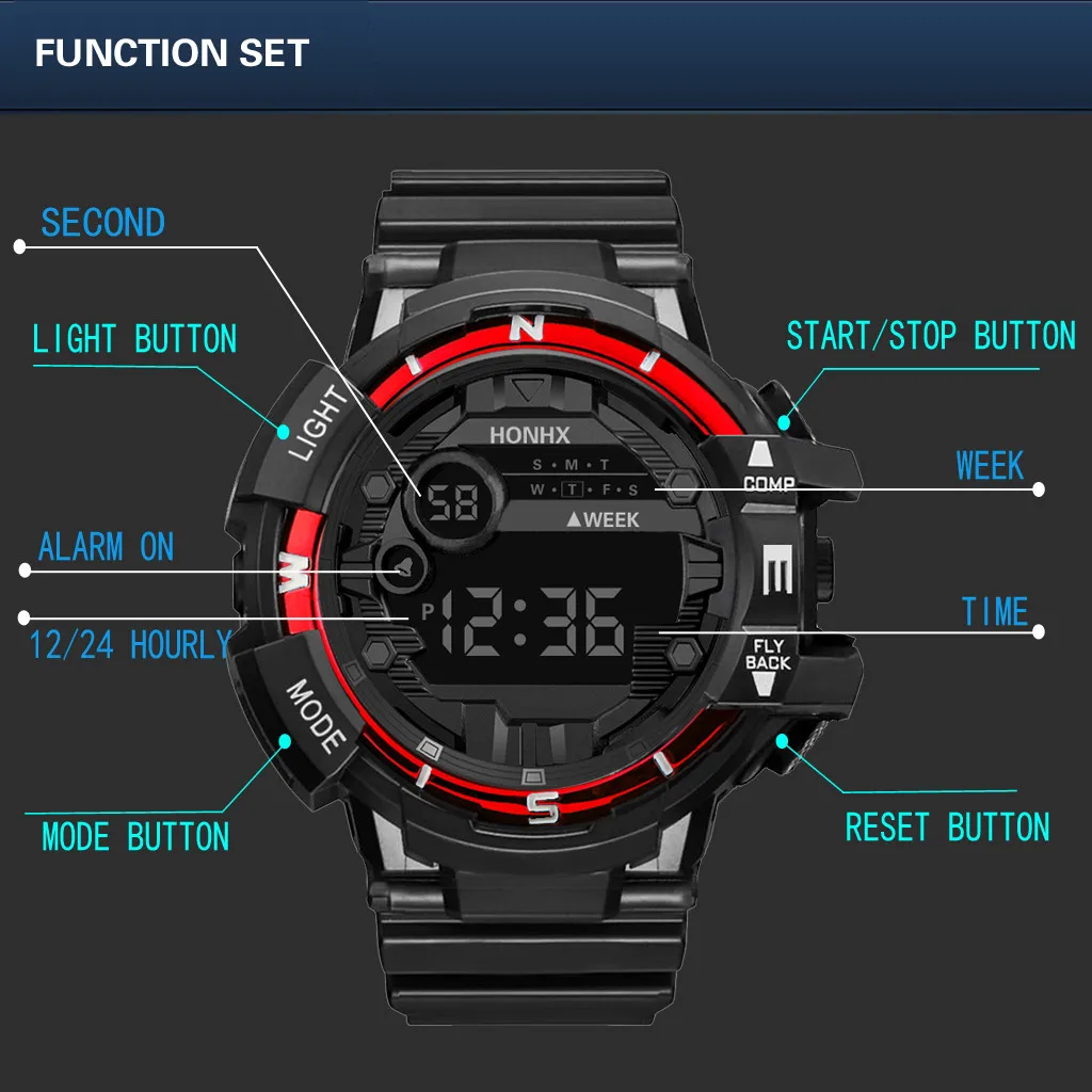 Reloj hombre, модные, мужские, водонепроницаемые, светодиодный, цифровой, с датой, военные, спортивные, резиновые, кварцевые часы, erkek kol saati