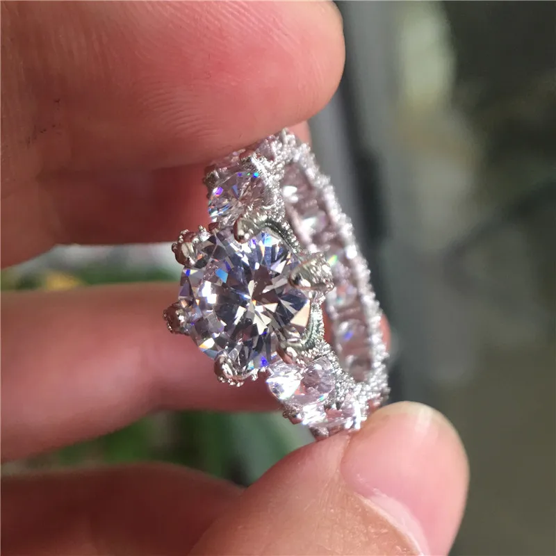Кольцо женское из серебра 925 пробы с фианитом 3ct AAAAA | Украшения и аксессуары