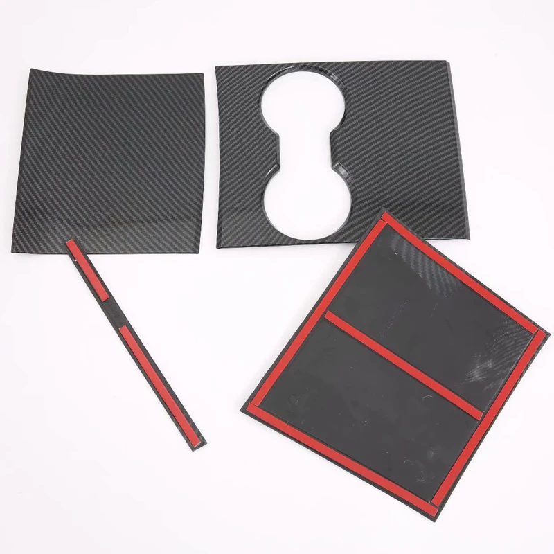 

For Tesla Model 3 2017 2018 2019 Car Styling Accessories ABS Carbon Fiber Interior Front Water Cup Holder Cover Trim Frame 4pcs