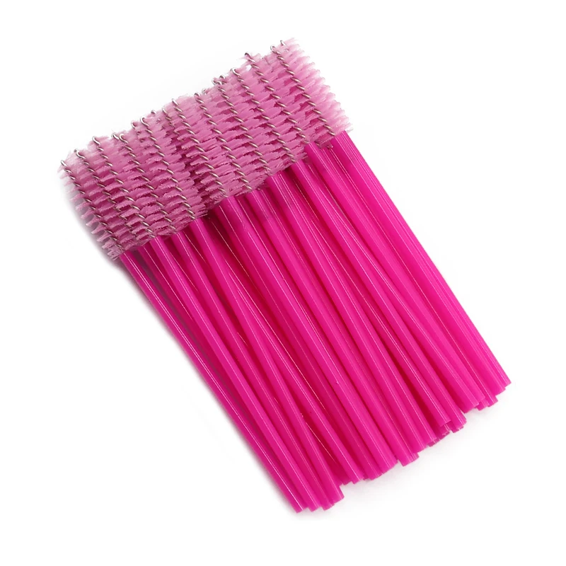 Rose Red To Pink 50 шт./лот одноразовые ресницы щетка расческа тушь для ресниц палочки наращивание ресниц индивидуальный аппликатор женские инструменты для макияжа; красота M03809 - Handle Color: Rose Red To Pink