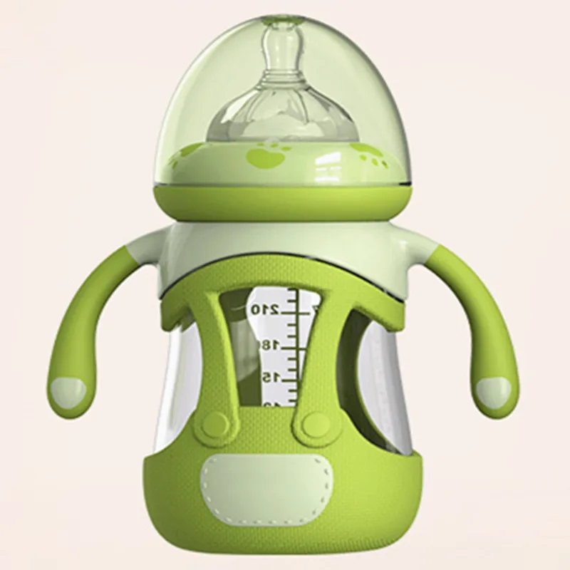 Bottle-green YOOAP 240 мл стеклянная силиконовая полностью автоматическая детская бутылочка для кормления и ухода за ребенком бутылочка для кормления новорожденных - Цвет: Bottle-green