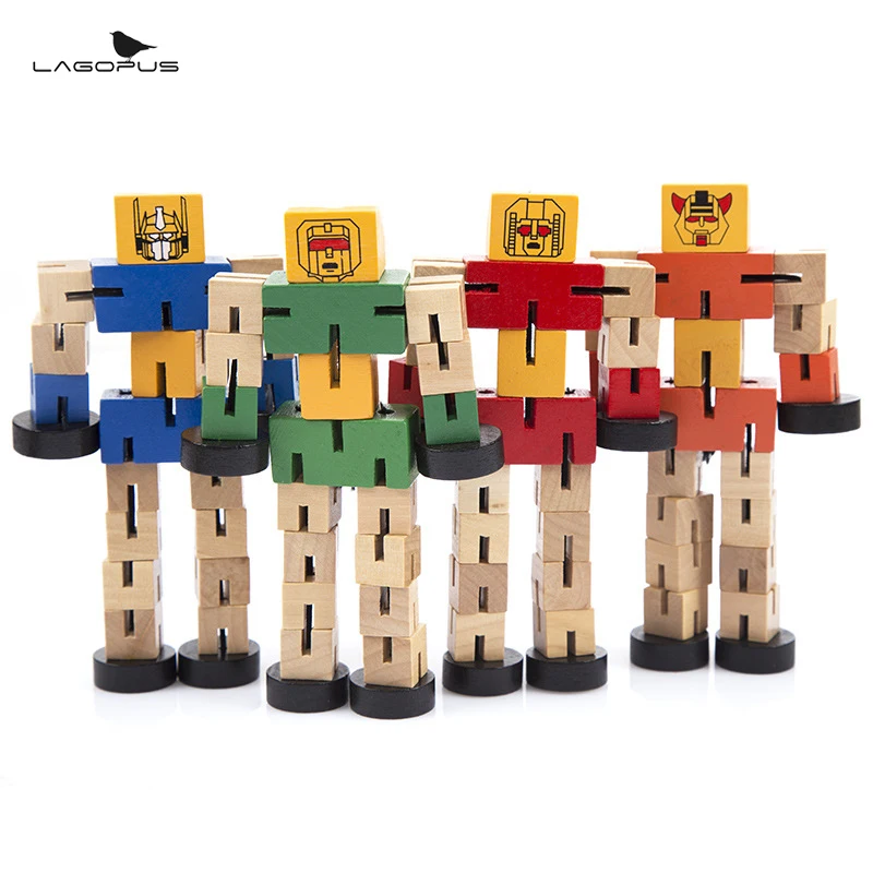 Деревянный робот трансформер деформационная игрушка для автомобиля сборка