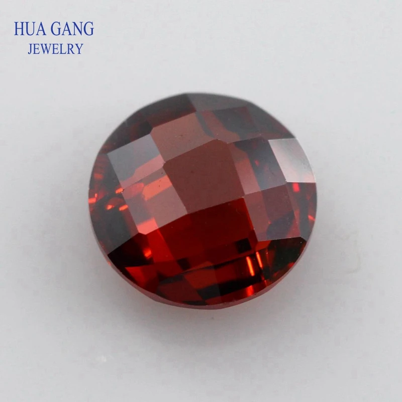 

Garnet Cubic Zirconia Stone Round Shape Double Checkerboard Cut Loose CZ Stone Synthetic Gems For Jewelry 2.5~14mm Free shipping