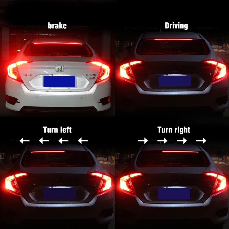 

OKEEN 12V Multifunction LED Third Brake Light lamp Strip 100cm Rear Tail Stop Signal Safety led Warning additional brake light